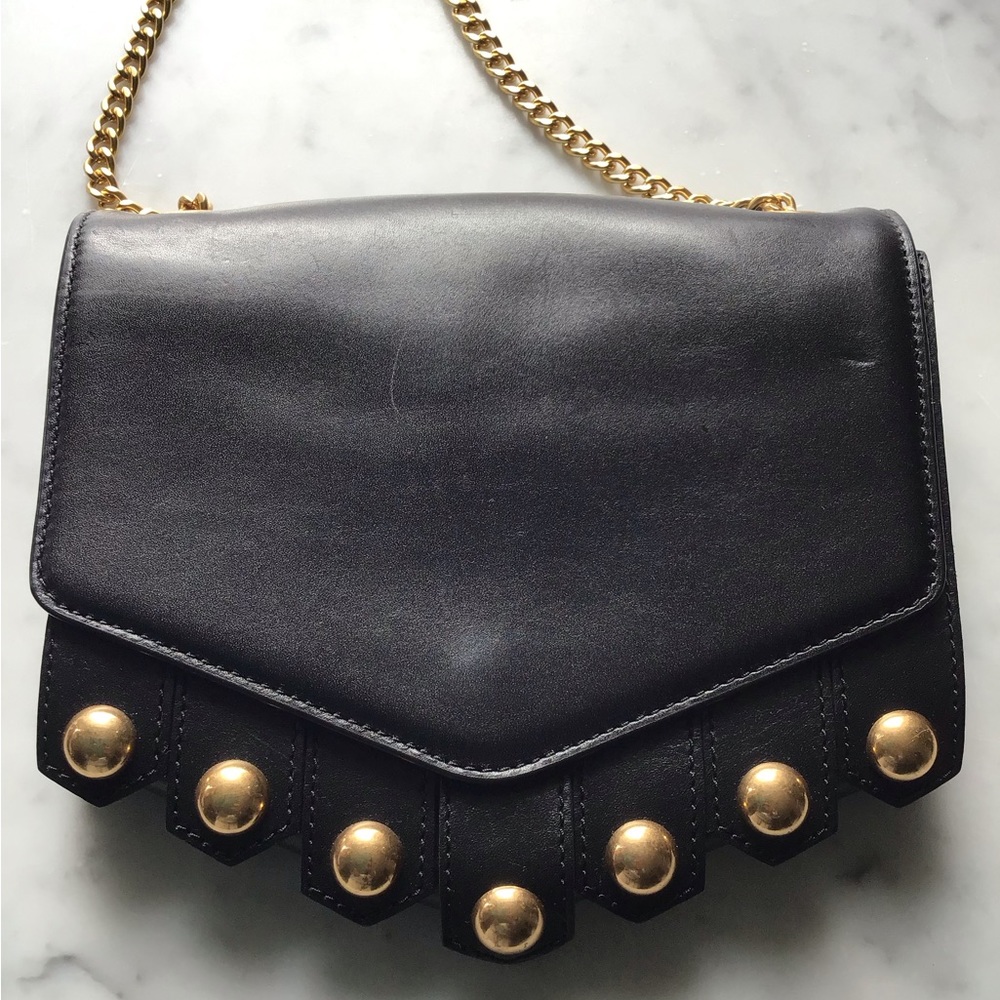 SANDRO PARIS small studded cross body bag with gold studs and chain - Picture 2 of 7